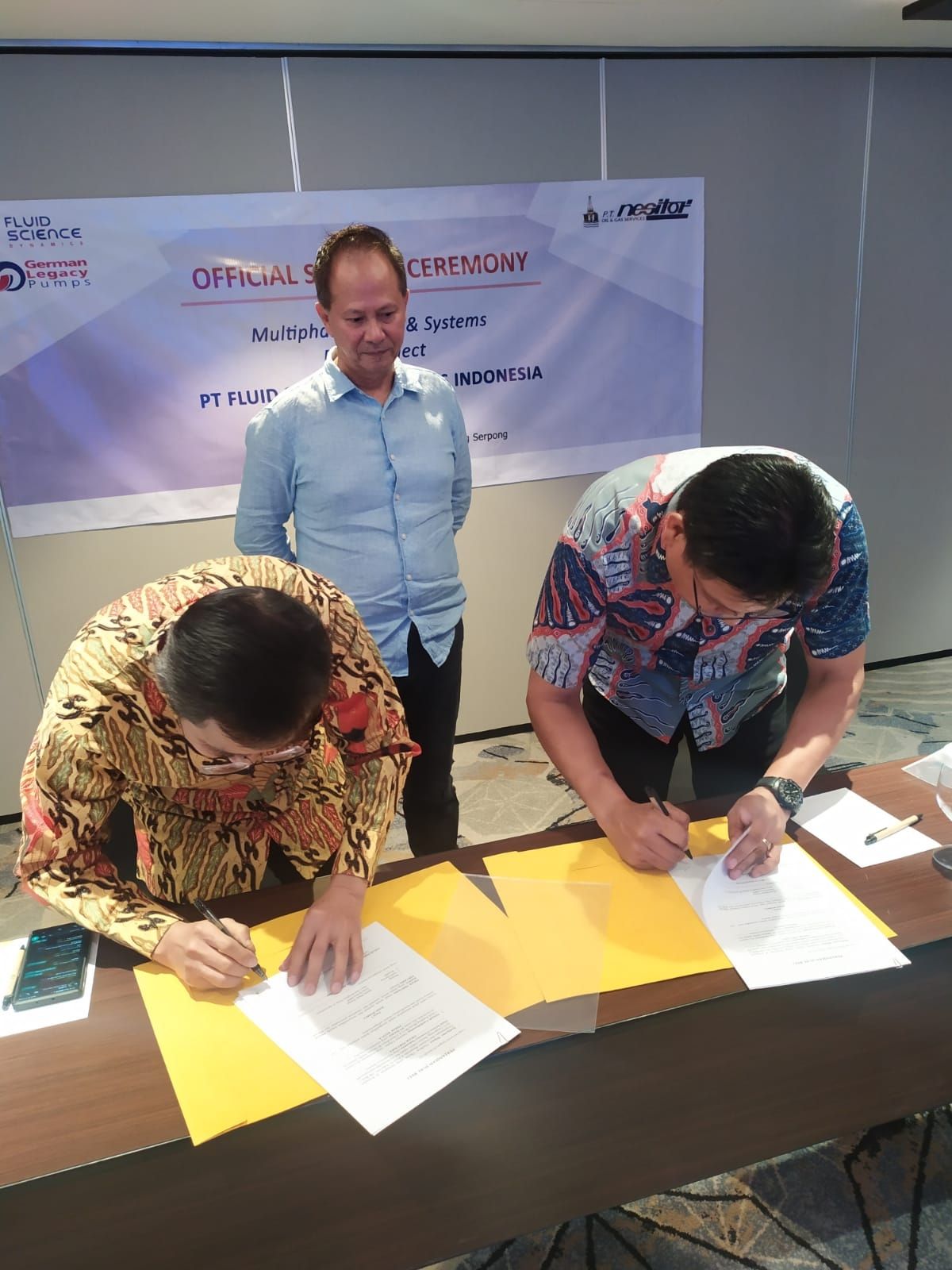 PT Fluid Science Dynamics Indonesia (FSD) and PT Nesitor signed Sales & Purchase Agreement for 1 (one) unit Multi Phase Pump (MPP) & Systems.

The MPP is designed and manufactured by GLPP Germany and will be packaged and integrated in Indonesia.The packaging & integration of Mechanical, E & I, Controls & On Skid Piping will be carried out by FSD Indonesia engineers.

This will become the 1st MPP in Indonesia and will be completed by FY23Q1.
